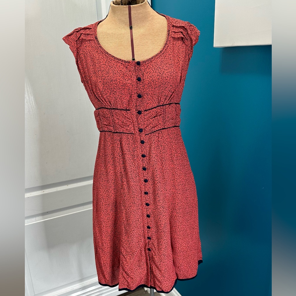 Red Printed Cap Sleeve Dress By Maeve Size 0